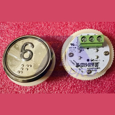 Модуль кнопочный A4N49744$05 белая подсветка Брайль "6" BBP-R331-CMPLT-D-W-06 (EA2406S-D-W-06) ЩЛЗ